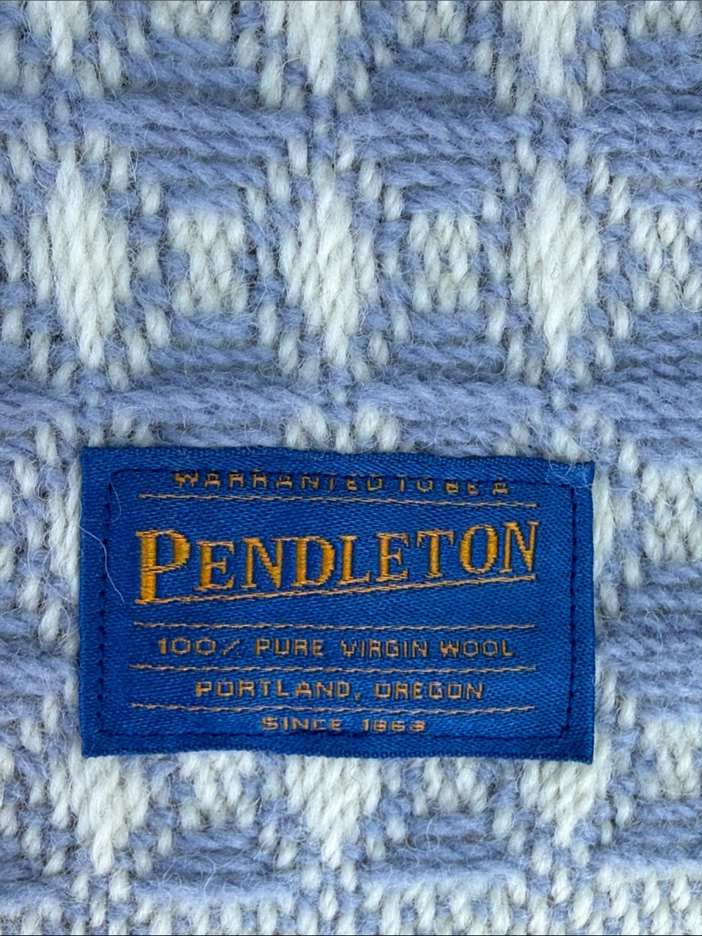 Vintage OBO Pendleton cornflower blue/ and Cream throw blanket